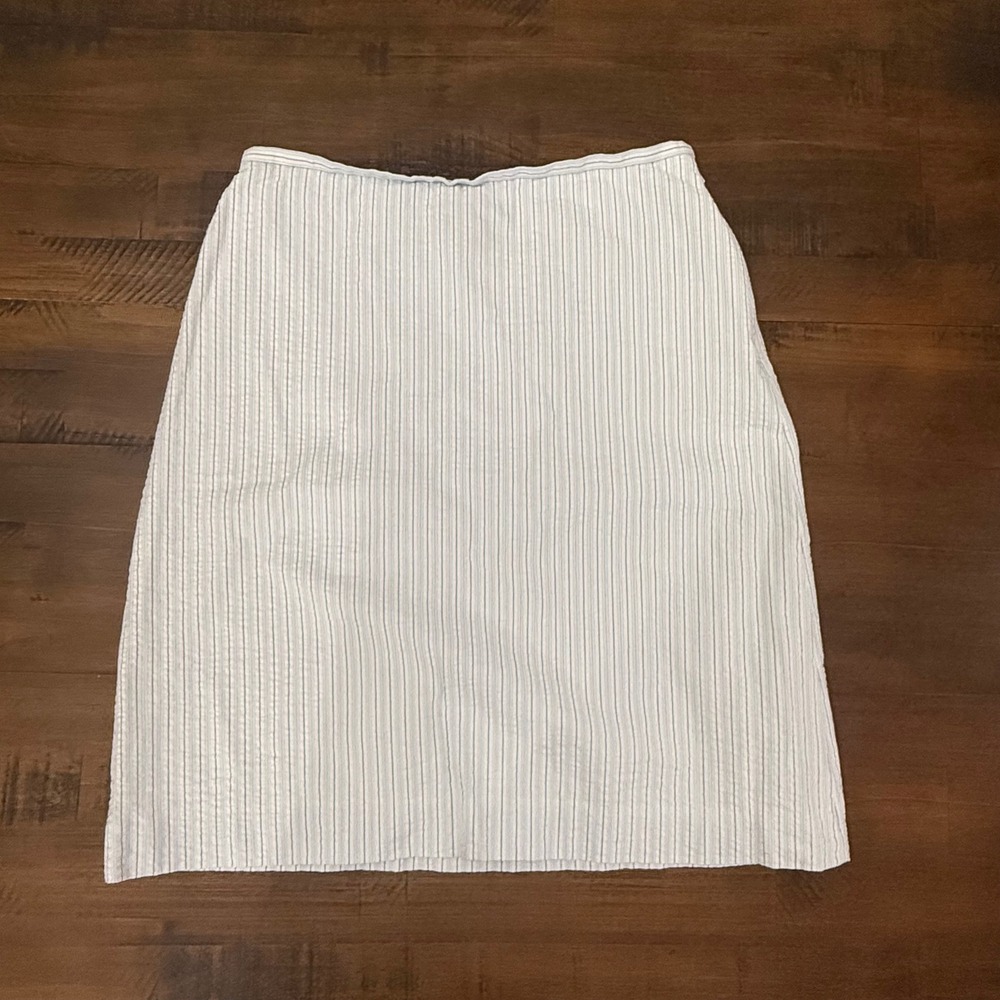Brooks Brothers 346 Womens Blue White Striped Seersucker Cotton Skirt Size 10